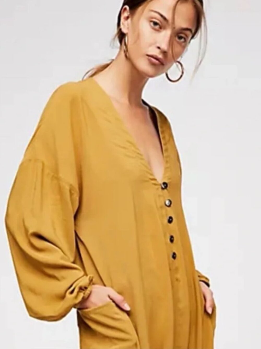 Free People INTIMATELY So So Soft Romper Mustard Lounging Jumpsuit - Picture 2 of 7